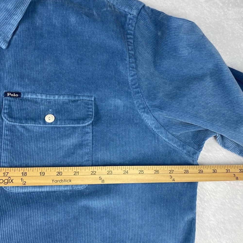 POLO Ralph Lauren Corduroy Camp Shirt Mens 2XB Channel Blue Classic Fit - Picture 8 of 10